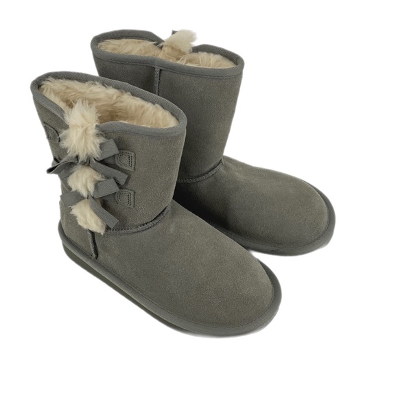 Koolaburra by Ugg Grey Bow Shearling Lined Boots - Picture 1 of 6